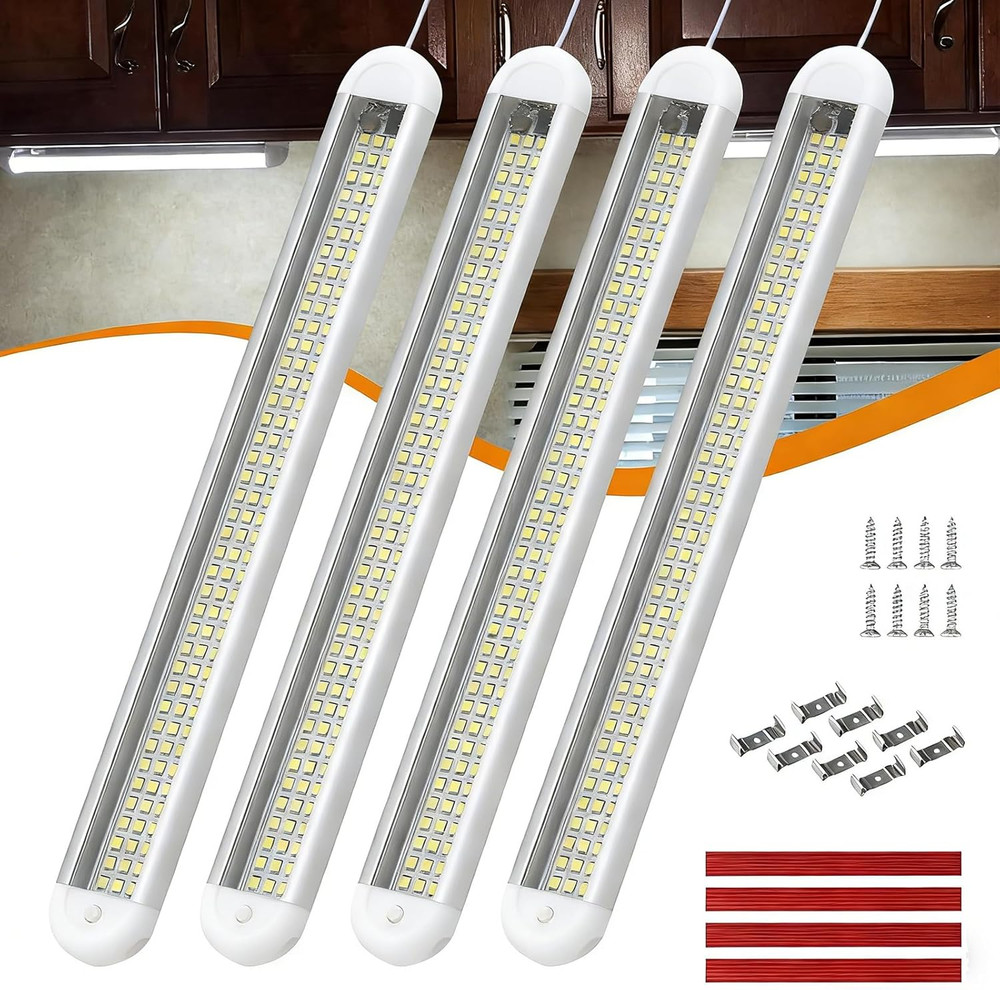 12V LED Interior Light Bar 120Leds 1800LM 8W DC 12 Volt Led Strip Lights 4 Pack