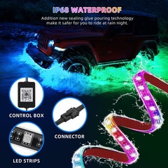 4 Pcs RGB Underglow LED Lights for Cars Truck SUV Golf Cart UTV ATV, 12V Wate…