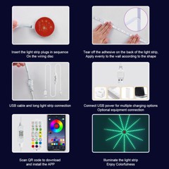 LED Firework Strip Light Dream Color RGB USB Smart Music Sync APP Remote Control