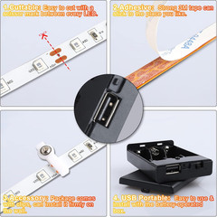 16.4FT Daylight White LED Strip Light with USB Plug+Battery Box Operated, 600…