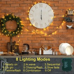 4 Pack Battery String Lights Each 23Ft 70 LED Green Wire Christmas Lights
