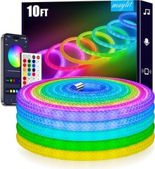 360 Degree Luminous Reticulate Weave Rope Lights, 10Ft Addressable ICRGB LED Str