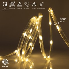 20ft Warm White Rope Light – 8 Modes, Waterproof Outdoor Accent Lighting with…
