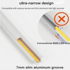 Ultra Narrow COB LED Strip Light For Aluminum Groove Home KTV Cabinet Car Decor