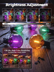 50FT Halloween String Lights with 25 G40 LED Orange Green Purple Bulbs | Plastic