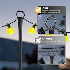 4 Pack String Light Poles for Outside, 10Ft Light Poles for Outdoor String Light