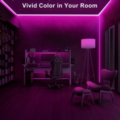 32.8 Ft Pink COB LED Strip Lights RF Remote Dimmable Bright Adhesive Indoor