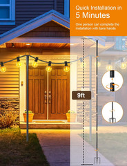 4 Pack String Light Poles for Outside, Thickened Metal Christmas Lights Hanger P
