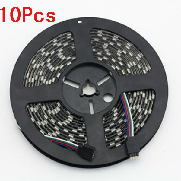 10Pcs Black PCB 5M 300Leds RGB 5050 SMD Flexible LED Strip Light Lamp Waterproof