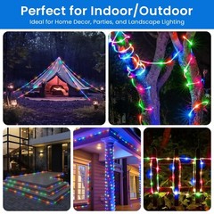 33ft LED Rope Light, 16 Dynamic Color-Changing Modes, 7 Primary Colors w/Control