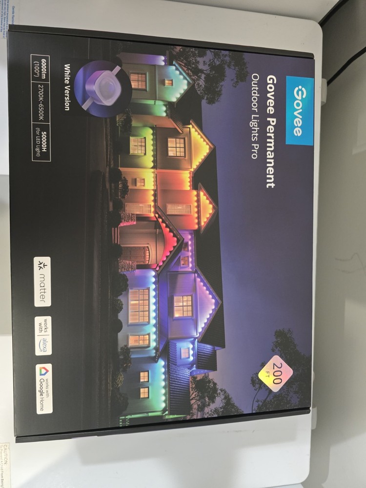 Govee Permanent Outdoor Lights Pro 200ft White Brand New- Model H706C Sealed