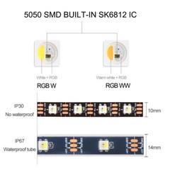 5M SK6812 RGBW 4in1 5V LED Strip 30/60/144leds/m Individual Pixel IC Addressable