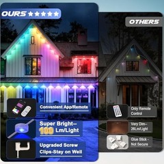 BRIGHTEVER PERMANENT OUTDOOR LIGHTS, 105FT SMART RGBIC OUTDOOR CHRISTMAS –