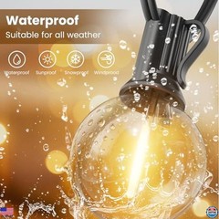 300ft Outdoor String Lights, 3 Pack G40 LED Globe Lights, Waterproof,