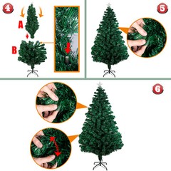 4/5/6/7FT Artificial Christmas Tree Pre Lit / LED Lights / Flocked Holiday Tree