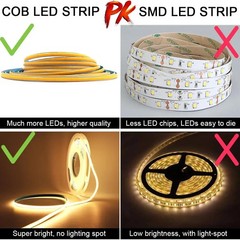 16FT 12V 24V COB LED Strip 10mm 8mm Flexible Tape DIY Bar Lights for Home House
