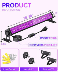 4 Pack LED 42W Black Lights, Blacklight Bars with Plug+Switch+6Ft Cord, Light up