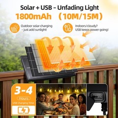 Solar Lights Outdoor Patio Lights: S14 10M 33FT Solar Powered Remote Control …