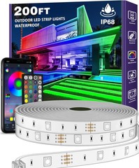 200ft Waterproof LED Strip Lights – Bluetooth App, Music Sync RGB, Outdoor Use