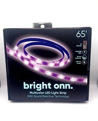 Bright Onn. Multicolor LED Light Strip With Sound Reactive Technology 65′
