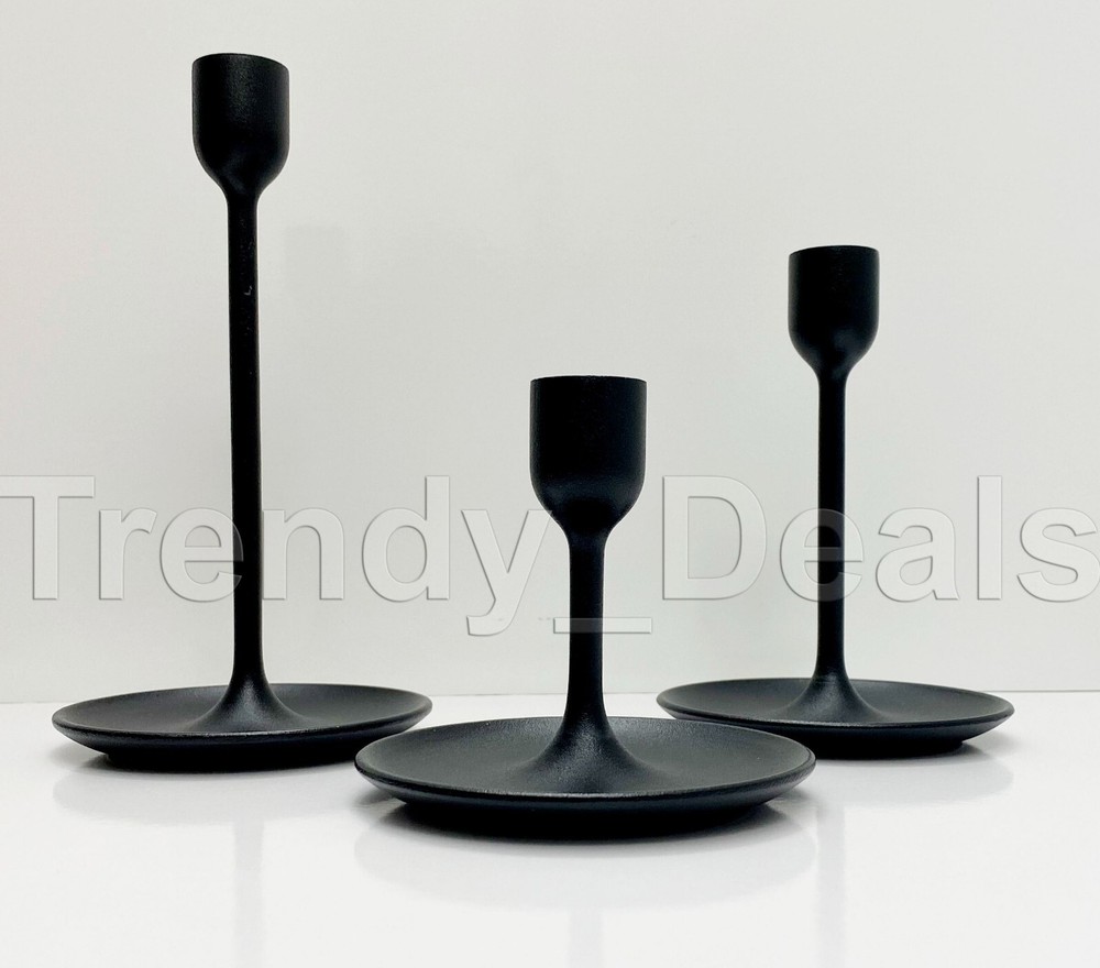 SET of 3 – Ikea FULLTALIG Candlestick Candle Holder Metal, Black – NEW