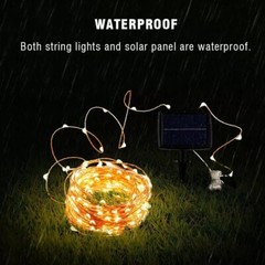 100/200 LED Solar Fairy String Light Copper Wire Outdoor Waterproof Garden Decor