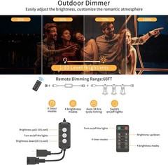 48ft LED Outdoor Waterproof Patio String Lights Dimmable S14 Plastic Bulb Remote