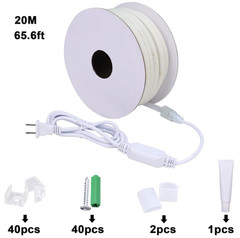 Tira LED COB 20m impermeable 110V 2700K luz cálida flexible alta potencia IP65