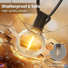 300ft Outdoor String Lights, 3 Pack G40 LED Globe Lights, Waterproof,