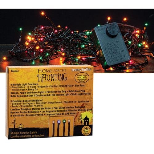 NEW PRIMITIVE HALLOWEEN Lights TEENY 140 Ct TWINKLE Black Cord Strand INDOOR