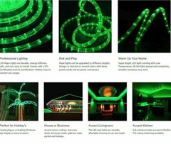Green LED Rope Lights 10′ 25 50 100 150ft, Indoor Outdoor Waterproof Christmas
