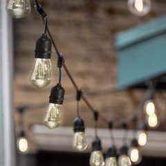 Sterno Home Waterproof Outdoor LED String Lights For Patio, Black, 48 Feet