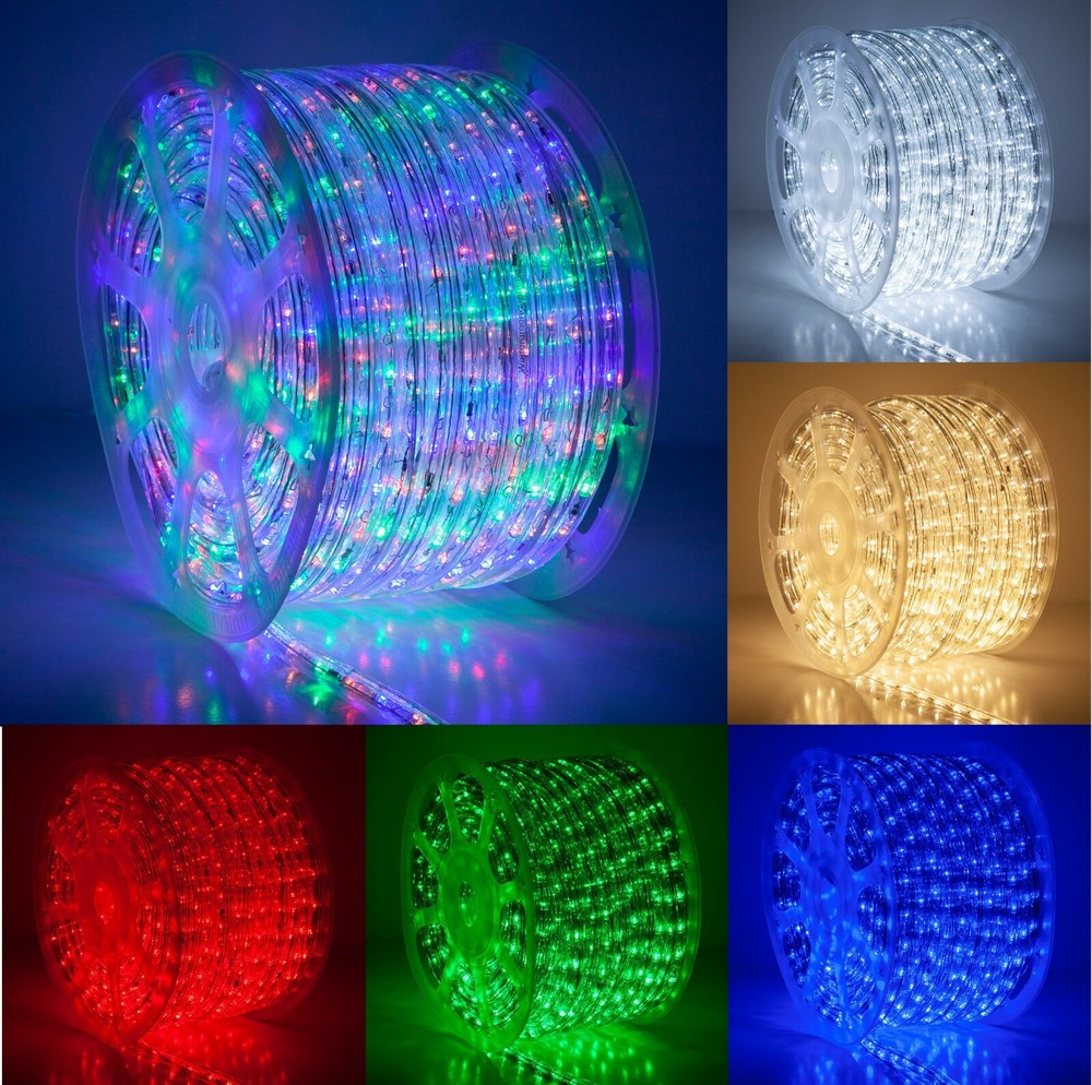 150ft Heavy Duty LED Rope Light Kits Cuttable Indoor Outdoor 120V w/Accessories