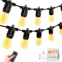 2 Pack X 27Ft Outdoor String Lights, S14 LED, IP65 Waterproof, Connectable, Warm