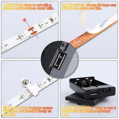 16.4FT Daylight White LED Strip Light with USB Plug+Battery Box Operated, 6000K