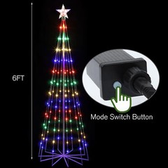6FT Multicolor LED Animated Outdoor Christmas Tree w/8 Modes for Xmas Yard Decor