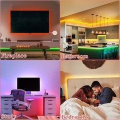 Smart LED Strip Lights 25FT w/ 44 Keys IR Remote App Control Adhesive Backing