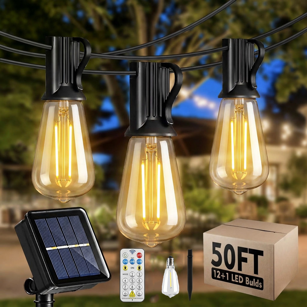 200FT Solar String Lights ST38 LED Outdoor Waterproof Patio Garden Bulb Lights