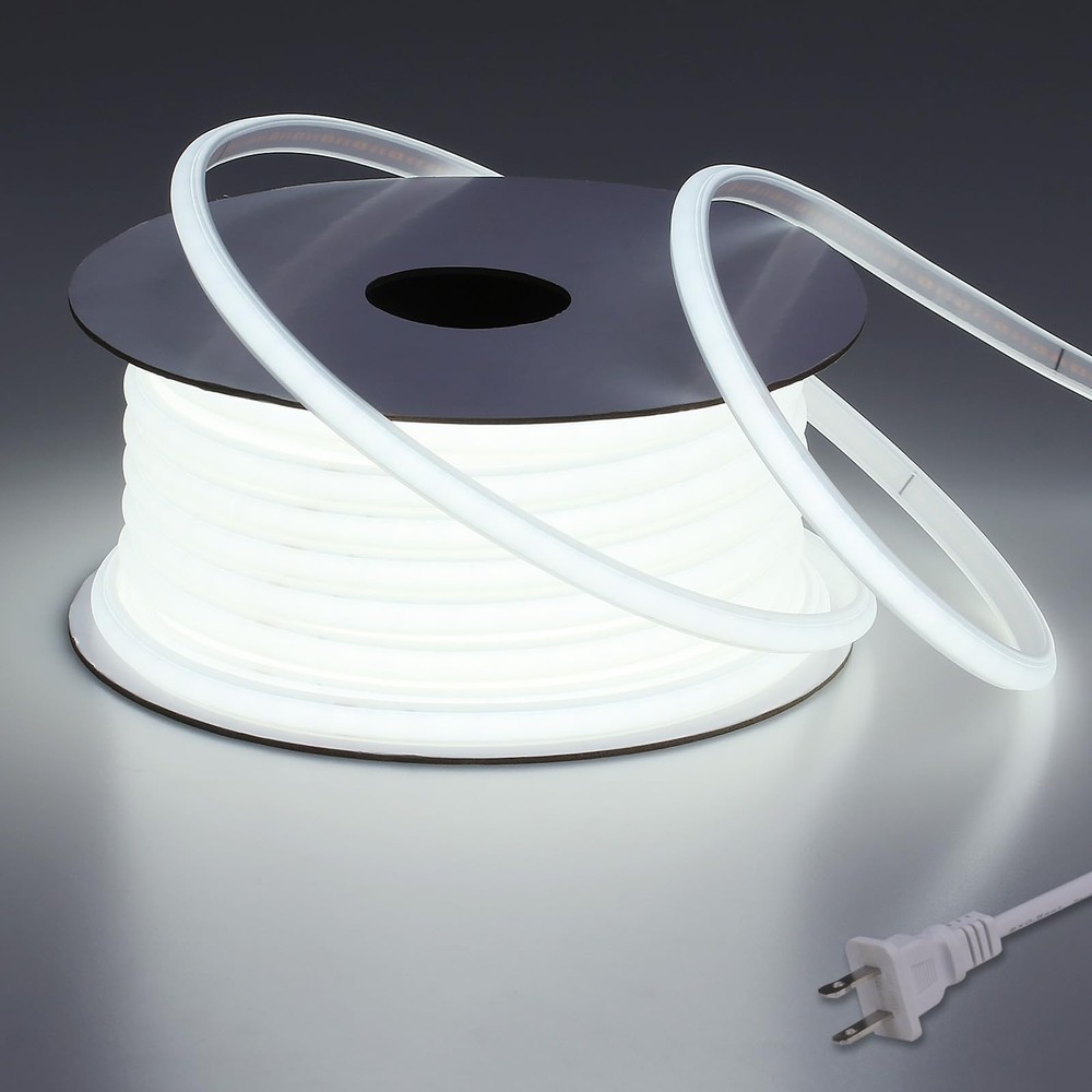 AC 110V COB LED Strip Lights Outdoor Waterproof 65.6ft, 6000K Cool White Supe…