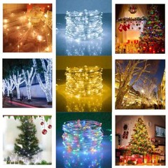 Outdoor 39ft 100 LED Solar Powered String Lights, Waterproof Copper Wire Light