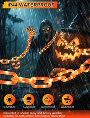 10.5 Ft Halloween Chain String Lights 175 LED Orange Plastic Indoor Outdoor D…