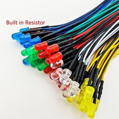 LED Lights 50pcs 5mm Red Yellow Green Blue White Diffused 12VDC Prewired