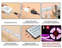 16-100FT Waterproof LED Strip Lights 5050 RGB Color Change Remote for Bedroom TV
