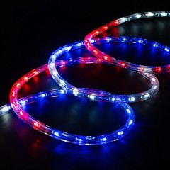 USA Exterior Accent LED Rope Lights, Waterproof, Connectable, 10′ 25′ 50′ 100’ft