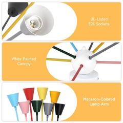 Zoryata 33 Kids Ceiling Light Fixture Colorful 8-Light Sputnik Chandelier