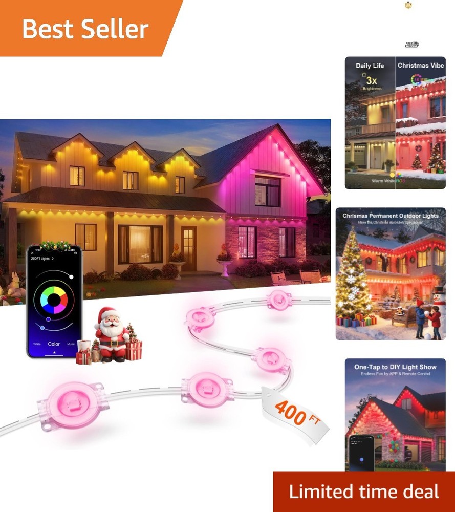 Eternity Outdoor Lighting – 400ft Smart LED String Lights with Remote Control