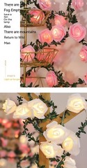 10/20/40/80 LED Rose Flower Fairy String Lights Battery Powered Garland Decor