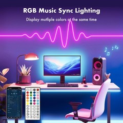 16.4FT Neon Rope Lights,RGB LED Strip Lights,App Control,IR Remote,Music Syncing