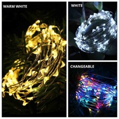 Outdoor 39ft 100 LED Solar Powered String Lights, Waterproof Copper Wire Light