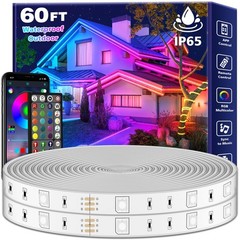 FBZ 60Ft Outdoor Waterproof LED Strip Lights,Music Sync RGB IP65 Led Lights w…